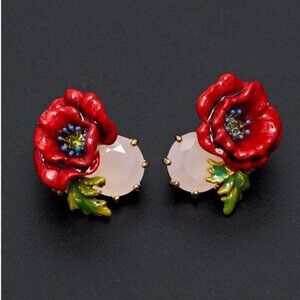 Les NEREIDES Lemon POPPY enamel gold tone earrings